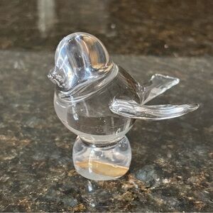 Vintage Crystal Clear Glass Bird Figurine